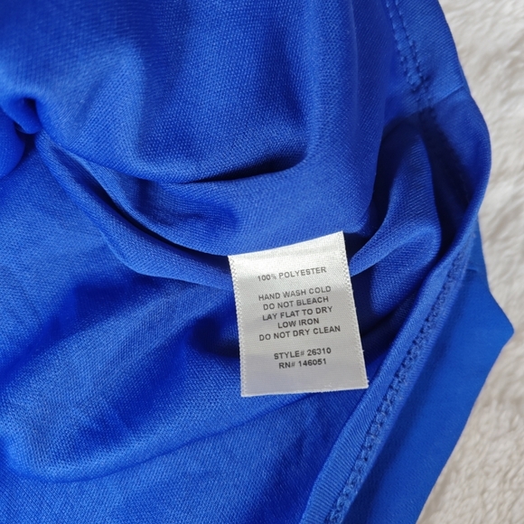 Monteau Sz Small Royal blue Sleeveless halter Top Blouse  Pleated High Collar - Picture 7 of 7
